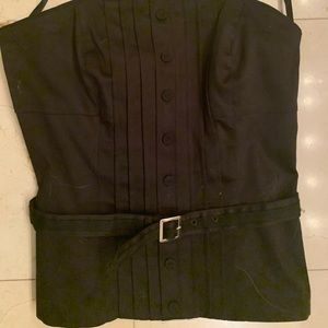 Strapless faux button down top with belt
